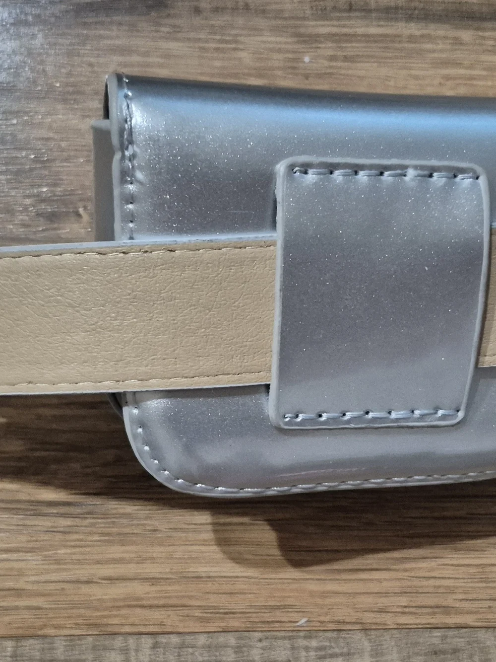 OLD NAVY-Studded Black Belt & Belt Bag & Silver Metallic Belt Pouch Set.